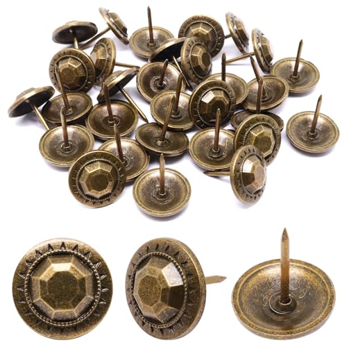 SUNCN 30個 大きな張り用鋲 装飾釘 サムタック メタル張り釘 木製室内装飾ピン ヴィンテージ家具タック(21x25mm、ブロンズ)