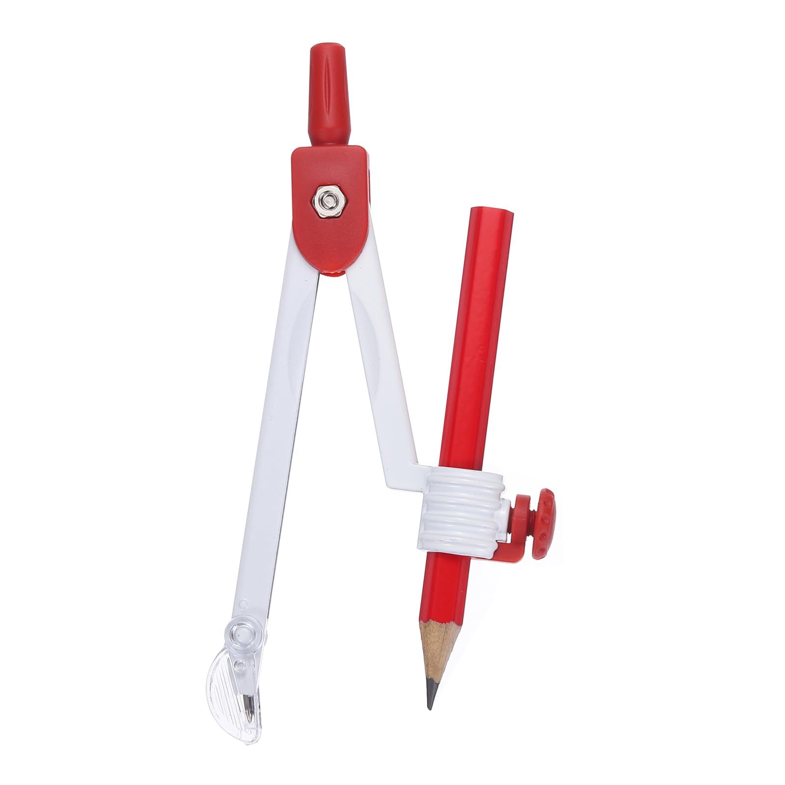 PATIKIL Compass for Geometry Metal Compass with Pencil Geometry Math Drafting Drawing Measuring Tools for Classroom Office Supplies Red White