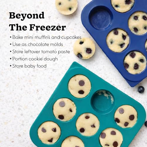 Image of Anyday 2-Tbsp Silicone Freezer Tray with Silicone Lid for Baby Food, Sauces, Garlic, Herbs | Plastic-Free Freezer Molds | 1 Oz Baby Food Puree Ice Cube Tray Reusable