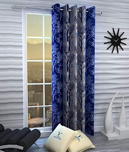 Image of Fashion String Polyester 1 Piece Door Curtain Set, 7 Feet Long, Blue
