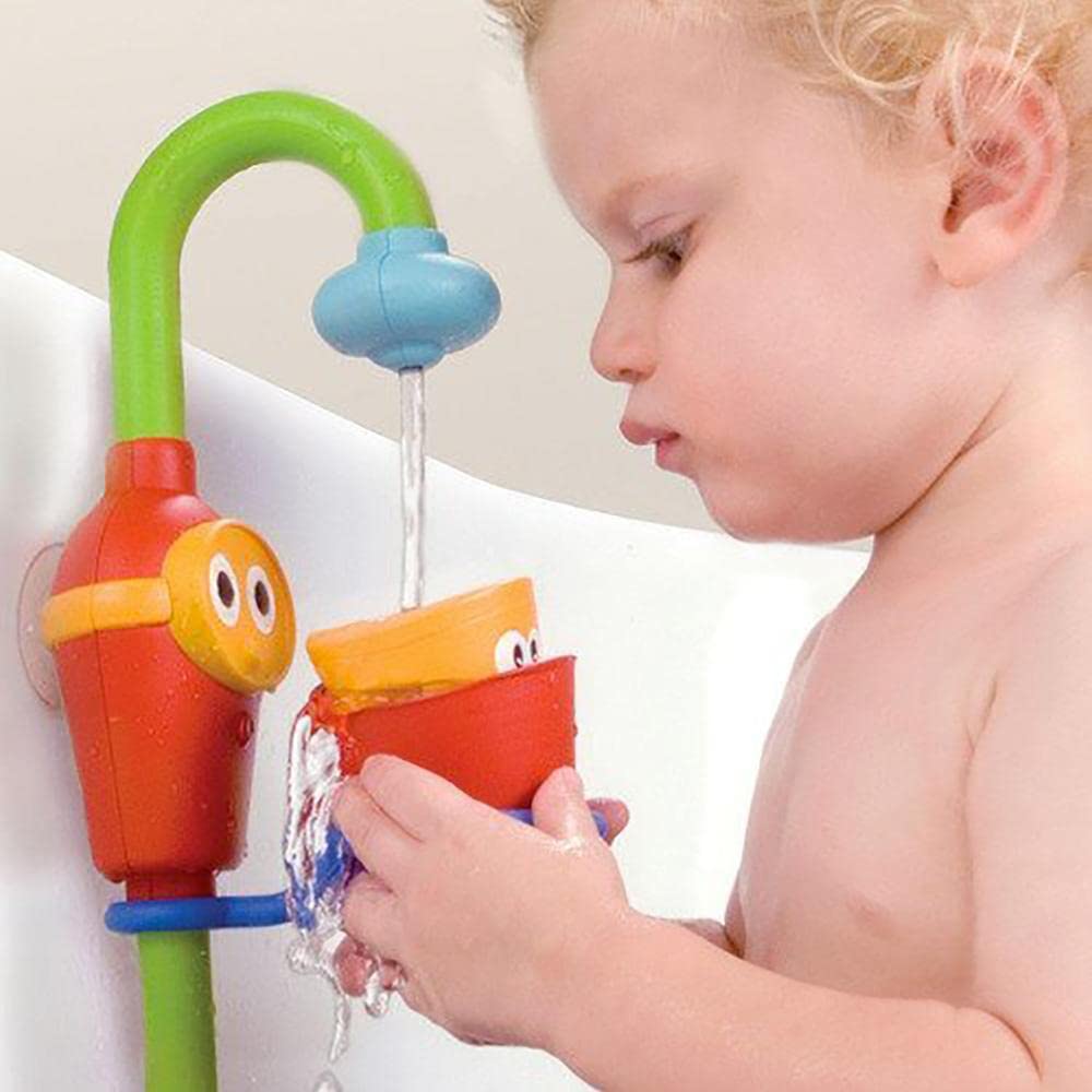 Juguete de baño para niños pequeños y bebés (de 1 a 3 años): Flow N Fill - 3 tazas de juego apilables - Juguete interactivo de manguera y vasos con múltiples aspectos de juego - Haz que la 5