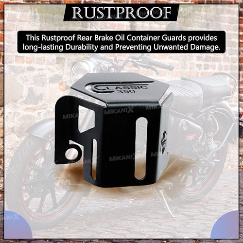 Image of MIKANIX Premium Classic 350 Be Reborn Next Gen Brake Oil Container Guard Compatible With /For Royal Enfield (Black)