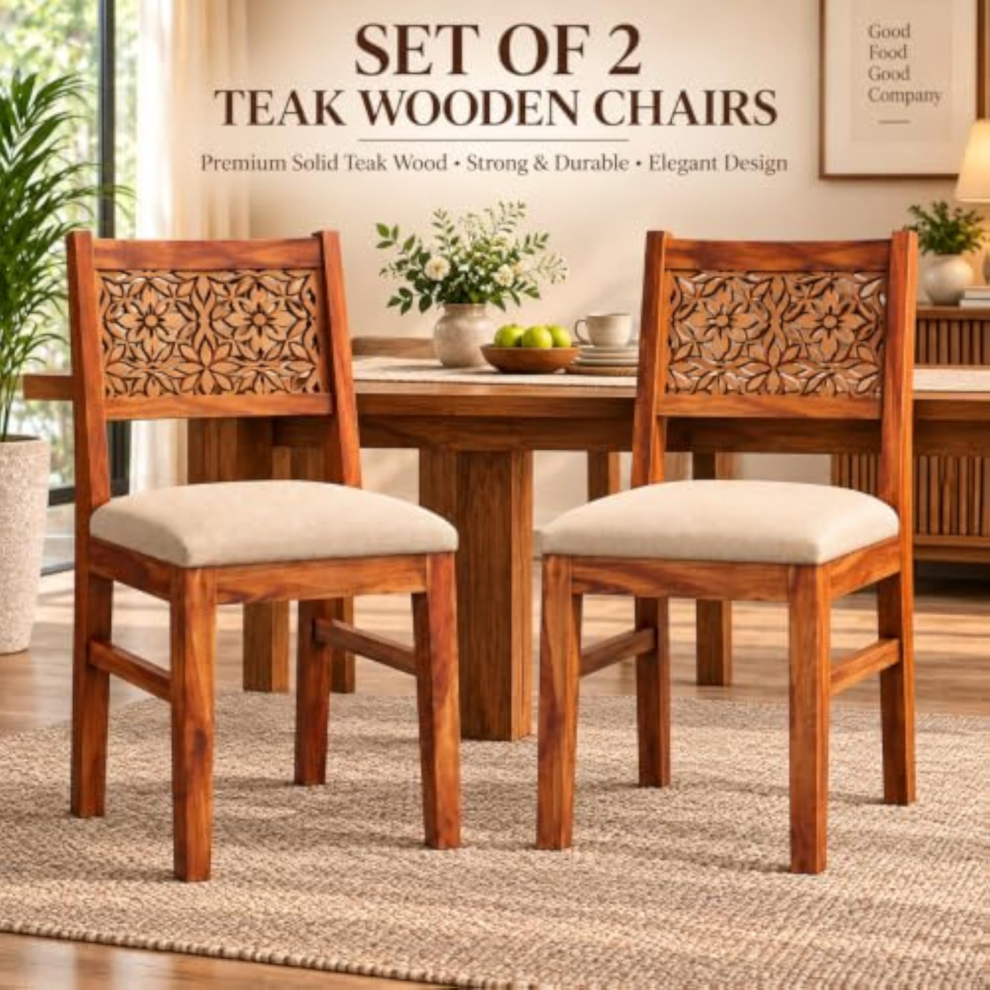 Artistic Design Sheesham Wood Dining Chair Set of 2
