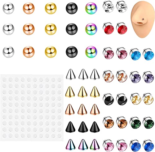 Diamday Acero Inoxidable Pendientes de Iman Mujer Non-Pierced Septum Piercing Anillo de Nariz Falsos Cover