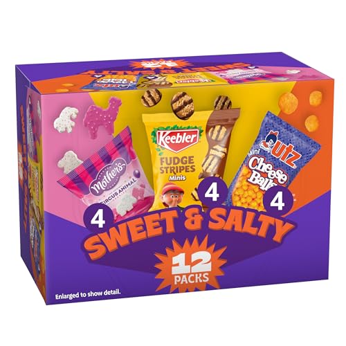 Keebler Sweet & Salty Variety Pack, 12-Count Box, Mother’s Circus, Keebler Fudge Stripes, and Utz Cheese Balls, 12 oz