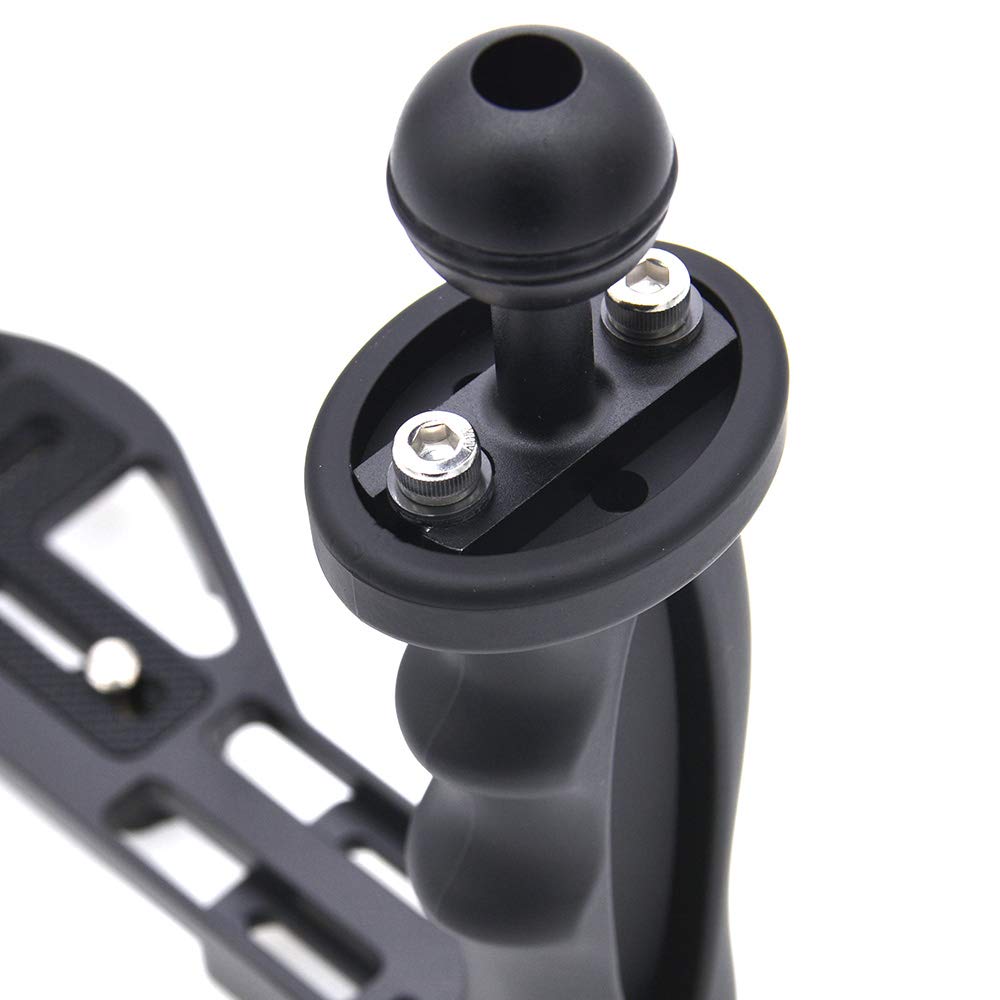 Estabilizador de Mano Dual, Buceo, Cámara Subacuática, Carcasas Bandeja/Empu？adura a Prueba de Agua con Doble Asa pPara Estuche Impermeable a Prueba de Puerto de Cúpula
