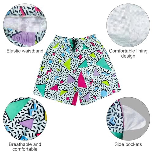 80s Bilayer for Men 90s Swim Shorts 80s Summer Party Hawaiian Beach Disco Shorts3