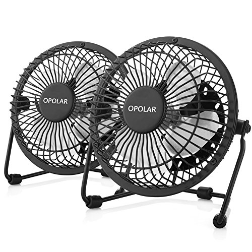 OPOLAR USB Desk Personal Fan, Small and Quiet, Metal Design for Home Office Personal Cooling, Two Pack