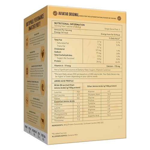 Image of avvatar PERFORMANCE WHEY PROTEIN | (5x35g) Travel Pack | Unflavoured | 28g Protein