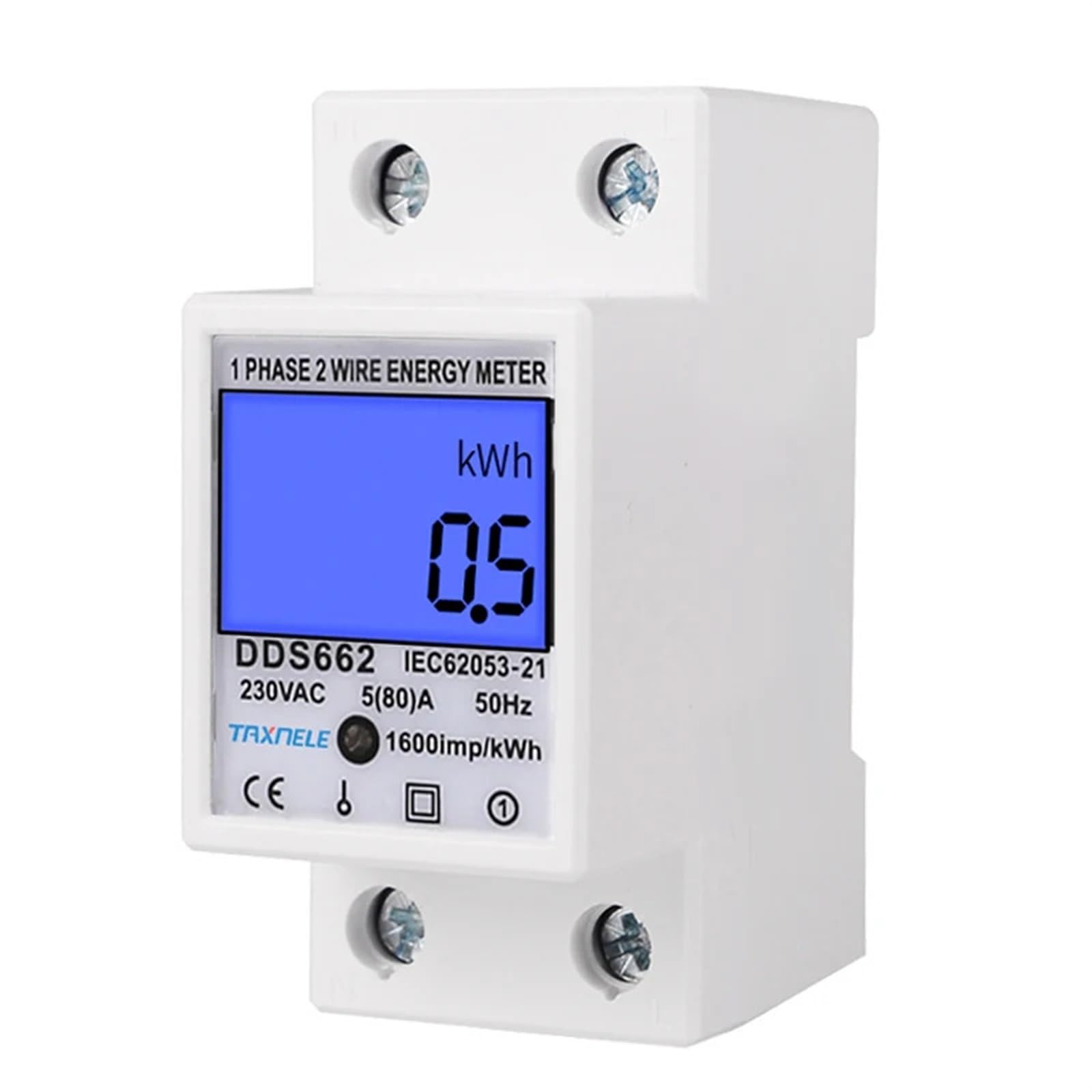 Dwuprzewodowy jednofazowy miernik mocy z cyfrowym wyświetlaczem LCD, zużycie energii, licznik prądu kWh AC 230 V 50 Hz, elektryczna szyna din (z podświetleniem)