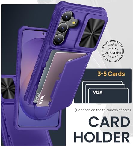 Image of SSLOTSCASE for Samsung Galaxy S26 Case with Card Holder & Camera Cover Stand & Slide Lens Cover & Wallet, Multi-Functional Stylish Men Women Sturdy Shockproof Phone Case Cover for Galaxy S26, Violet