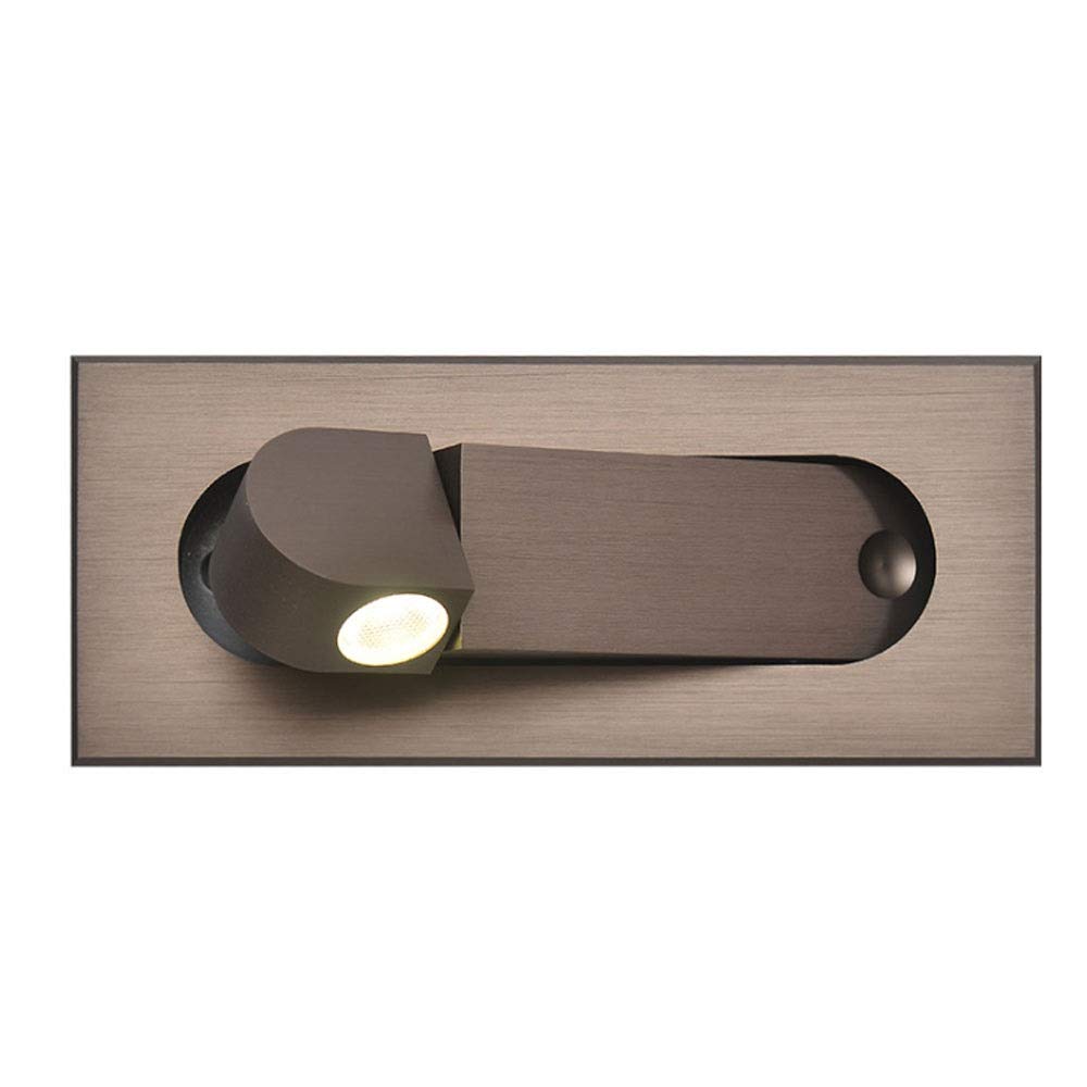 YFMYY Embedded Multifunctional LED Wall Light Modern Minimalist 3W Reading Light 360° Rotation Adjustable Aisle Wall Sconce 4 Colors with Switch Wall Spotlights (Color : Fog Coffee)