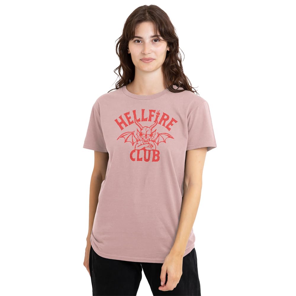 Stranger Things Women' Pink Hellfire Club Tonal Devil T in Size S, Sports Direct