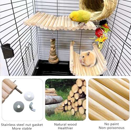 Image of 2Pcs Chinchilla Wood Ledge Hamster Wooden Flexible Platform Perch Climbing Toys Cage Accessories for Rat Mouse Sugar Glider Small Animal