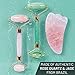 Authentic Jade Roller For Face, Rose Quartz Roller and Gua Sha Facial Tool Set - Face Roller: 100% Natural Jade, Face Massager/Facial Roller for Skin, Eyes, Neck - Authentic, Durable, Noiseless Design