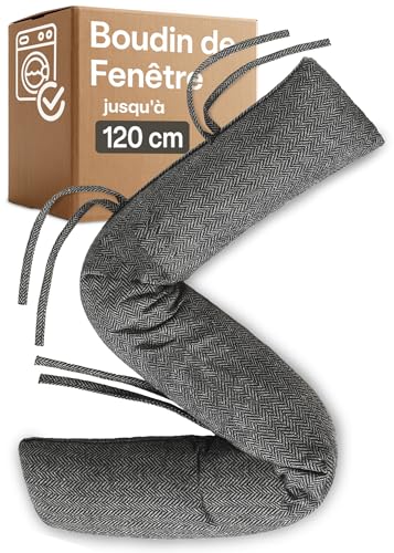 Praknu Boudin Anti Froid pour Fenêtres jusqu'à 120 cm - Lavable - Économise de l'Énergie - Extra Long et Lourd - Aussi pour Portes Larges - Gris