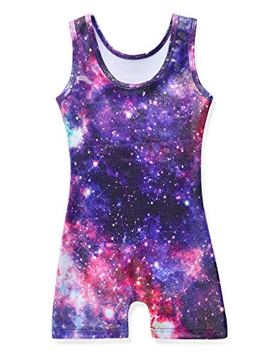 Image of HOZIY Gymnastics Leotards for Girls with Shorts Toddlers Biketards Rainbow Unicorn Dinosaur Mermaid Leopard Flower Galaxy