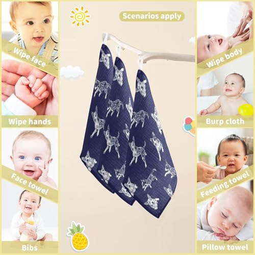 Image of vvfelixl Baby Muslin Washcloths Blue Heeler Dog Baby Burp Cloths Cotton Babys Face Towel for Infants Soft 11.8 X 11.8 in, 3 Pack