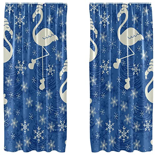 Cortinas opacas azules de 55 x 84" ideales para decorar el dormitorio en Navidad 2