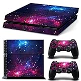 DOMILINA PS4 Skin Set Vinyl Decal Sticker for Playstation 4 Console Dualshock 2 Controllers - Purple Galaxy
