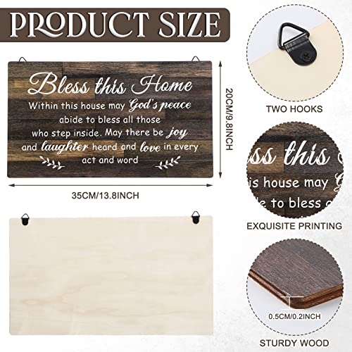 Bless This Home Wood Sign Christian Wall Decor, 13.8 x 8 Inches, Brown - Image 3