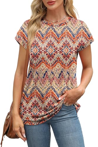 Image of Alaroo Womens Summer Tops Short Sleeve Shirts Crew Neck Tshirt Cute Trendy Tunic Blouses (S-3XL)