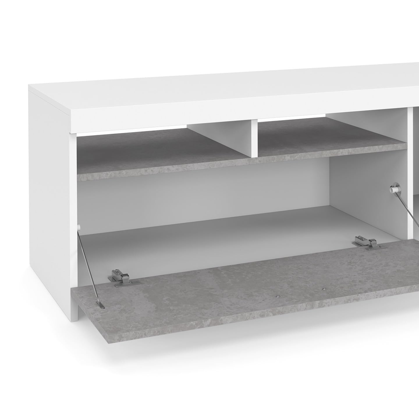IDMarket - Mueble TV MALO blanco 110 cm y armario de hormigón