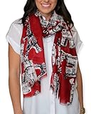 Anika Dali Women's Bonjour Paris Scarf, Lightweight, Perfect for Travel (Red Vogue)