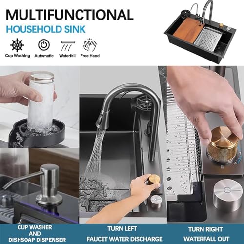 Image of 304 Grade Stainless Steel Sink For Kitchen & Free Stainless Steel Counter Top | 30 X 18 X 9 Inchs | With Anti Scratch Honeycomb Design | Nano Coated | Multifunction