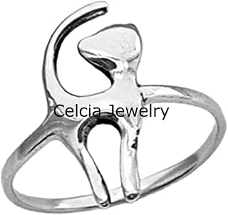 Solid 925 Sterling Silver Cat Ring, Kitty Ring, Animal Ring, Designer Handmade Jewelry, Pet Ring, Boho Bohemian Ring, Minimalist Ring, Unique Mothers Day Ring