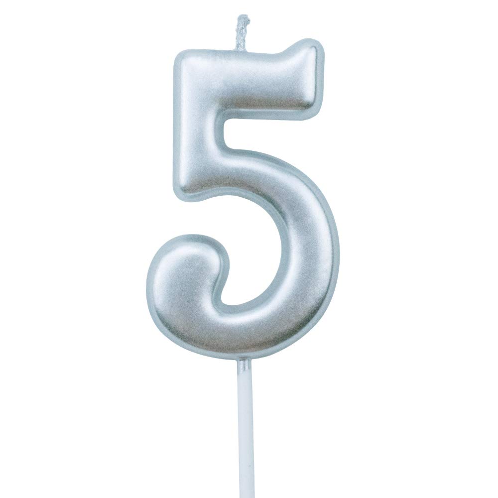 Vela de 5º cumpleaños con el número 5 para decoración de tartas para niños y adultos, número 15, 54, 59, 85, 58, 50, 25, 75