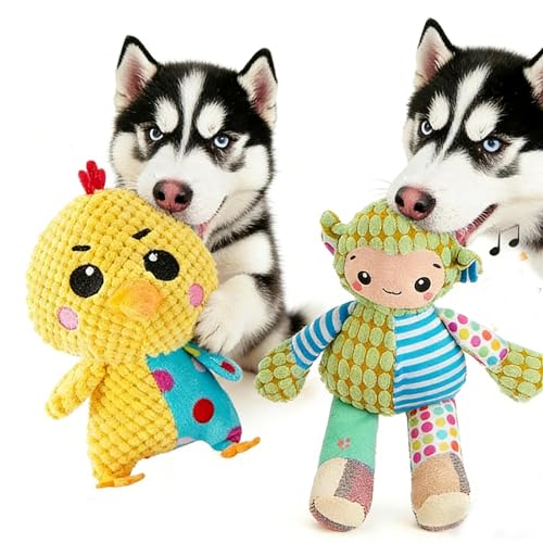 Juguetes de peluche sonoros para perros, pack de 2