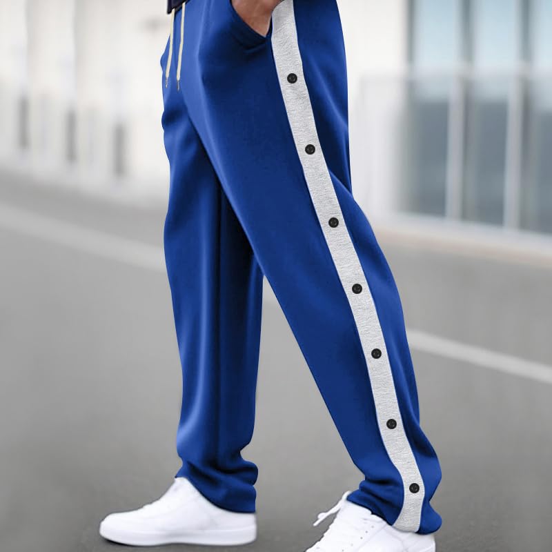 Youth Loose Fit Sweatpants for Men Elastic Waist Trendy Outfits Casual Solid Color Comfy Trousers Button Jogging Pants3