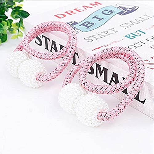 Image of Home Cloud Magnetic Curtain Tiebacks Convenient Drape Tie Backs - Pearl Decorative Rope Holdback Holder for Window Drapries Color Multi (1pair 2 pcs) (L.Pink)