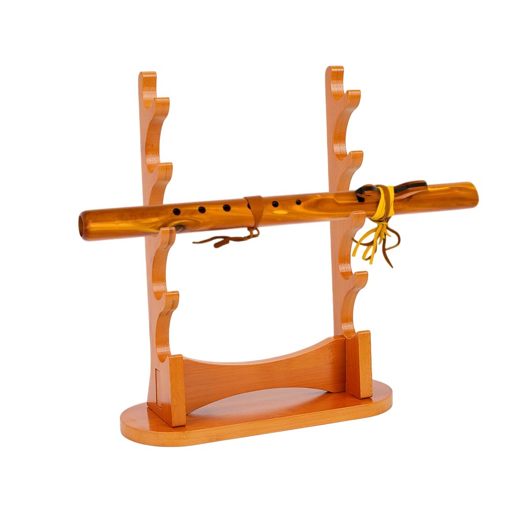 nbeads Flötenständer Aus Holz, 5 Stufiger Schwert Display Rack Aus Holz Desktop Halter Für Sopran Blockflöte Flöte Holzblasinstrument Schwerter, 31x11.5x37cm