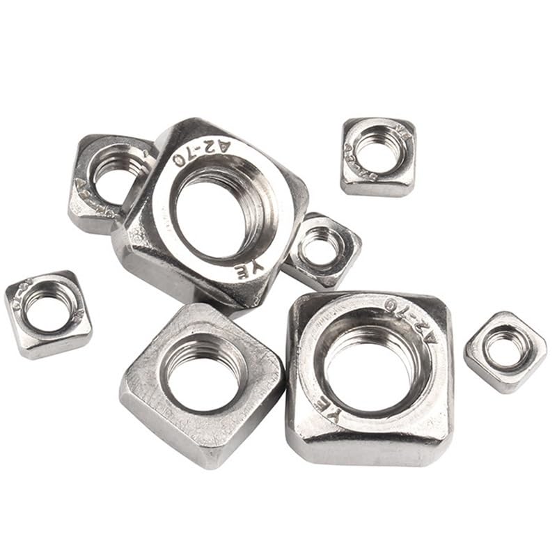 Square Nuts M3 M4 M5 M6 M8 M10 M12 A2 304 Stainless Steel Metric Nut(M12 x 5Pcs)