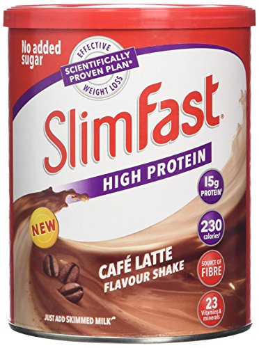 Slimfast High Protein Powder Meal Replacement Diet Supplement, Cafe Latte, 12 Servings