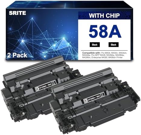 58A CF258A Black Toner Cartridge 2Pack with Chip Compatible with HP 58X CF258X Toner for LaserJet MFP M428fdw M428dw M428fdn Pro M404n M404dn M404dw M404 M428 Toner Laser Jet Printer, (3000 Pages)