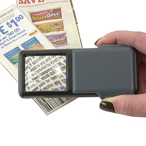Carson 5x MiniBrite LED Lighted Slide-Out Aspheric Magnifier with Protective Sleeve - Set of 4 (PO-55MU),Gray - Image 9