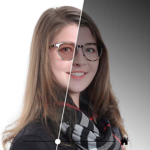 Image of YEIN Blue Light Blocking Glasses, Spring Hinge Photochromic Brown Sunglasses, Computer Reading Glasses, Gaming Glasses, TV Glasses for Women Men(Tortoise,+0.00 Magnification)