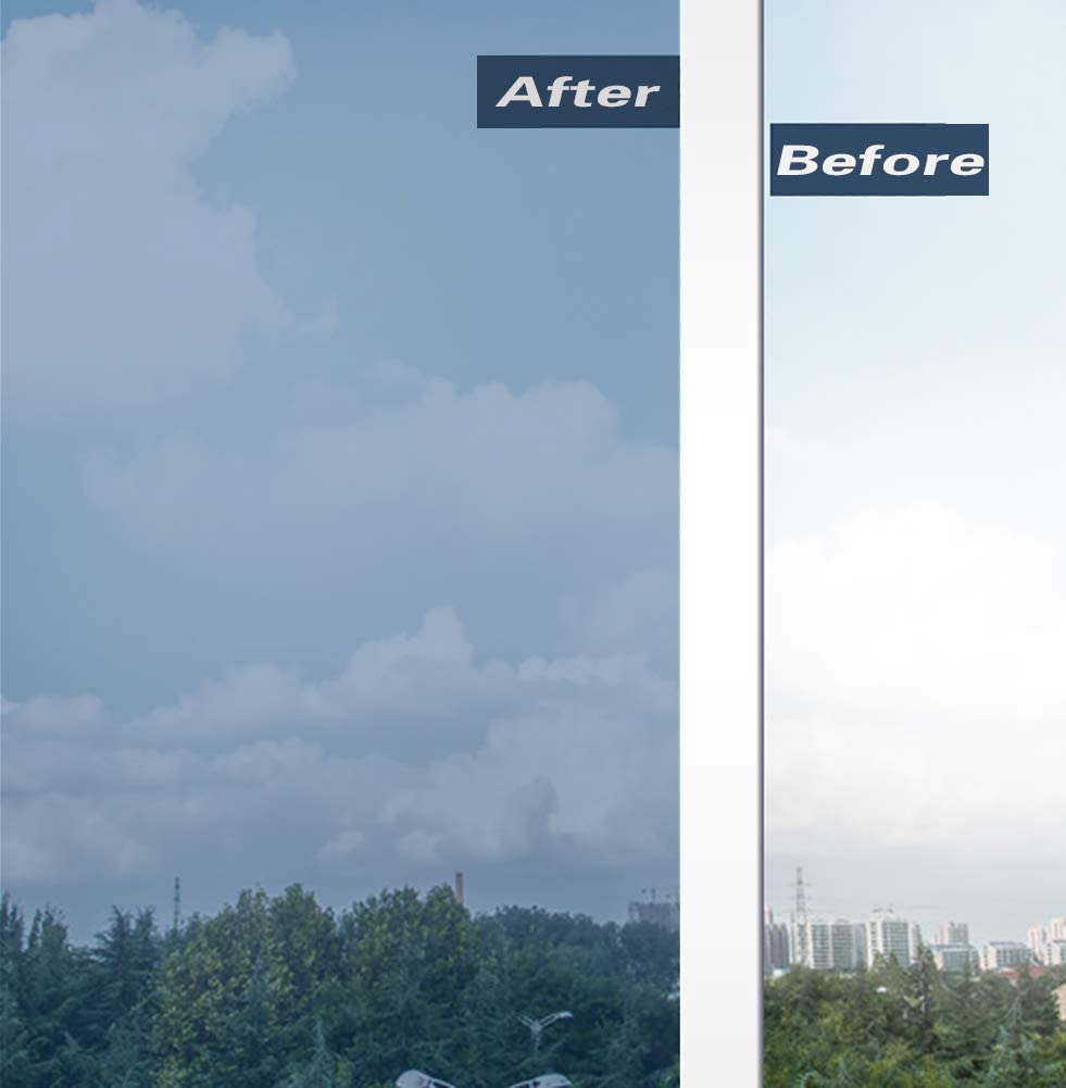 Coavas Window Tinting Film for Home Privacy One Way Sun Blocking Window Film Heat Control Mirror Static Cling Anti UV Removable See Out not in The Day for Home and Office Black 17.7x78.7 Inches