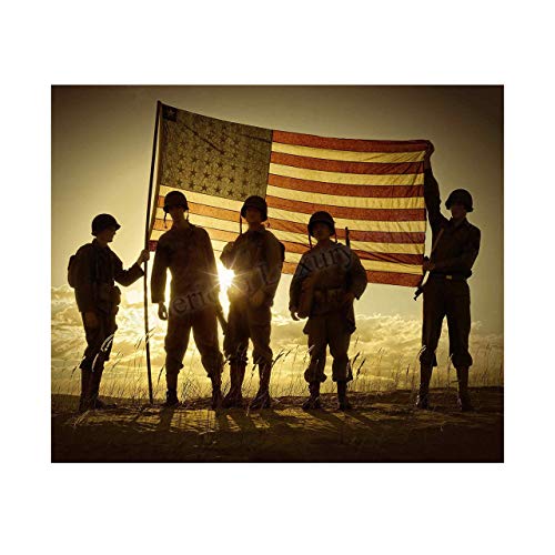 "Soldiers Holding Up American Flag" Patriotic Wall Art Sign -10 x 8" US Military Poster Print-Ready to Frame. Perfect Home-Office-Man Cave-Shop-Garage Decor. Great Gift for All Soldiers-Veterans!