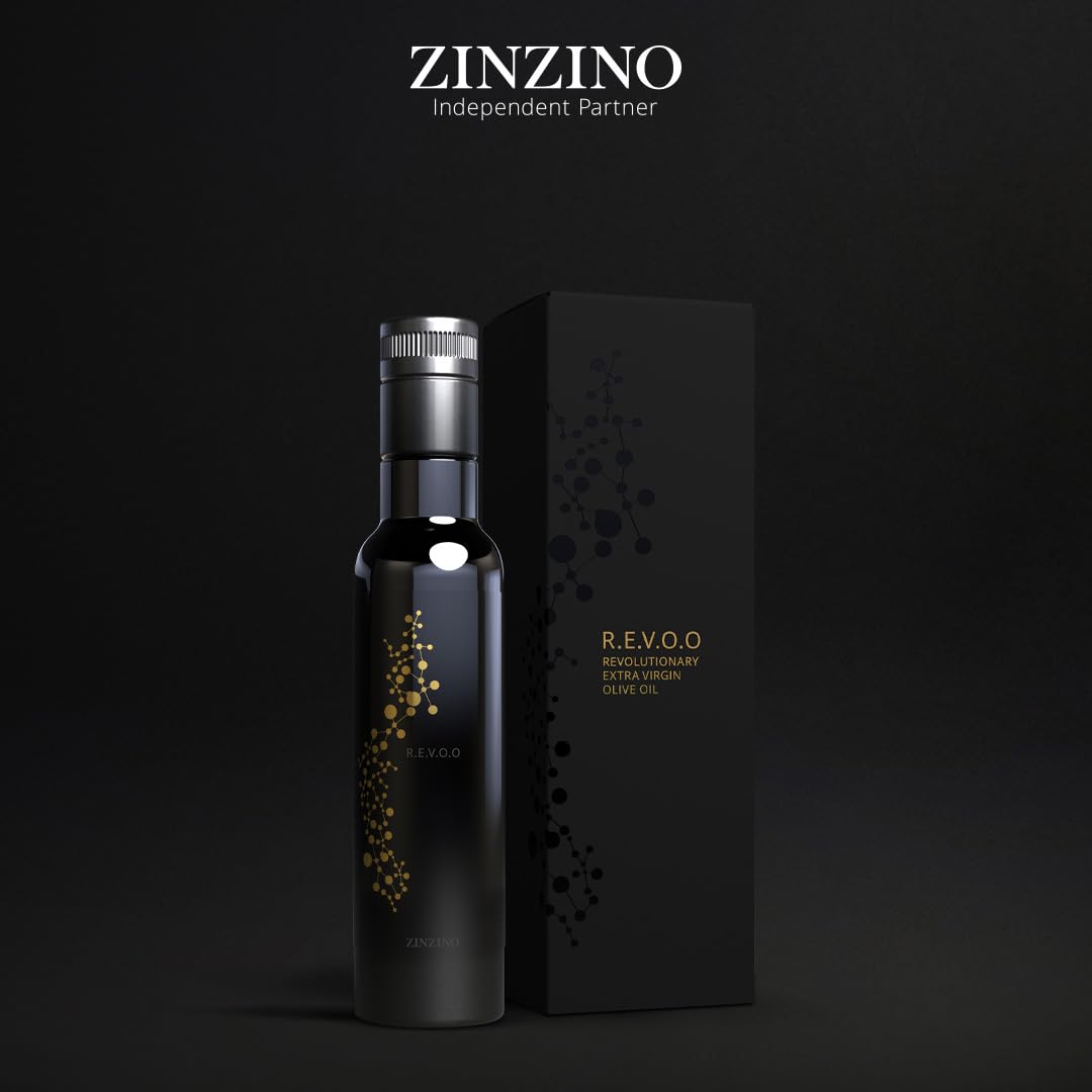 ZinZino R.E.V.O.O. Organiczna oliwa z oliwek o walorach zdrowotnych 250 ml - wysoka dawka polifenoli 38,2 mg na dawkę - olej z witaminą E - tłoczona na zimno - przeciwutleniacze - olej skwalanowy
