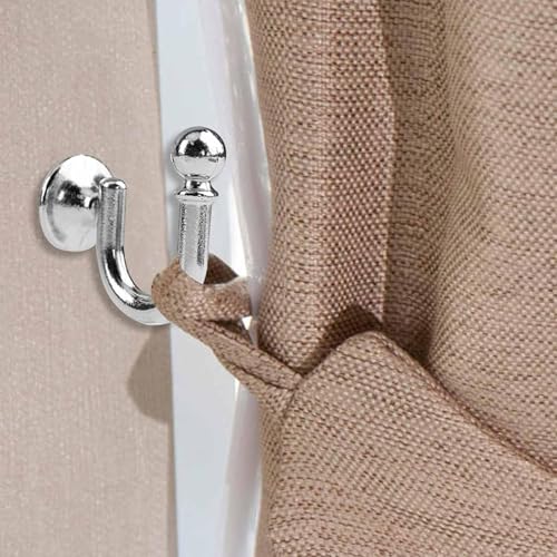 Curtain Tie Back Hooks Silver, Heavy Duty U-Shaped Metal Curtain Holdbacks, Wall Mounted Chrome Decorative Drapery Curtain Hooks for Tie Backs Fixings for Curtains Clothes Coat (Grey-4 Pcs) - Image 3