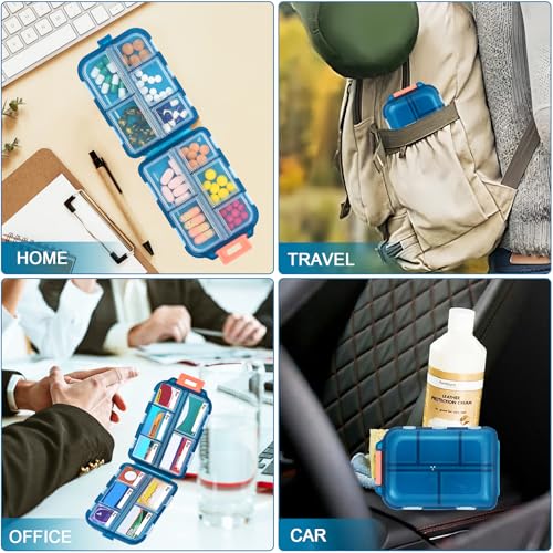 Image of Large Pill Organizer with 189 Medicine Labels, 10 Compartments Pill Case Compact Portable Travel Pill Box for Airplane Car Purse Nurse Vacation Essentials (Green, 1 Pack)