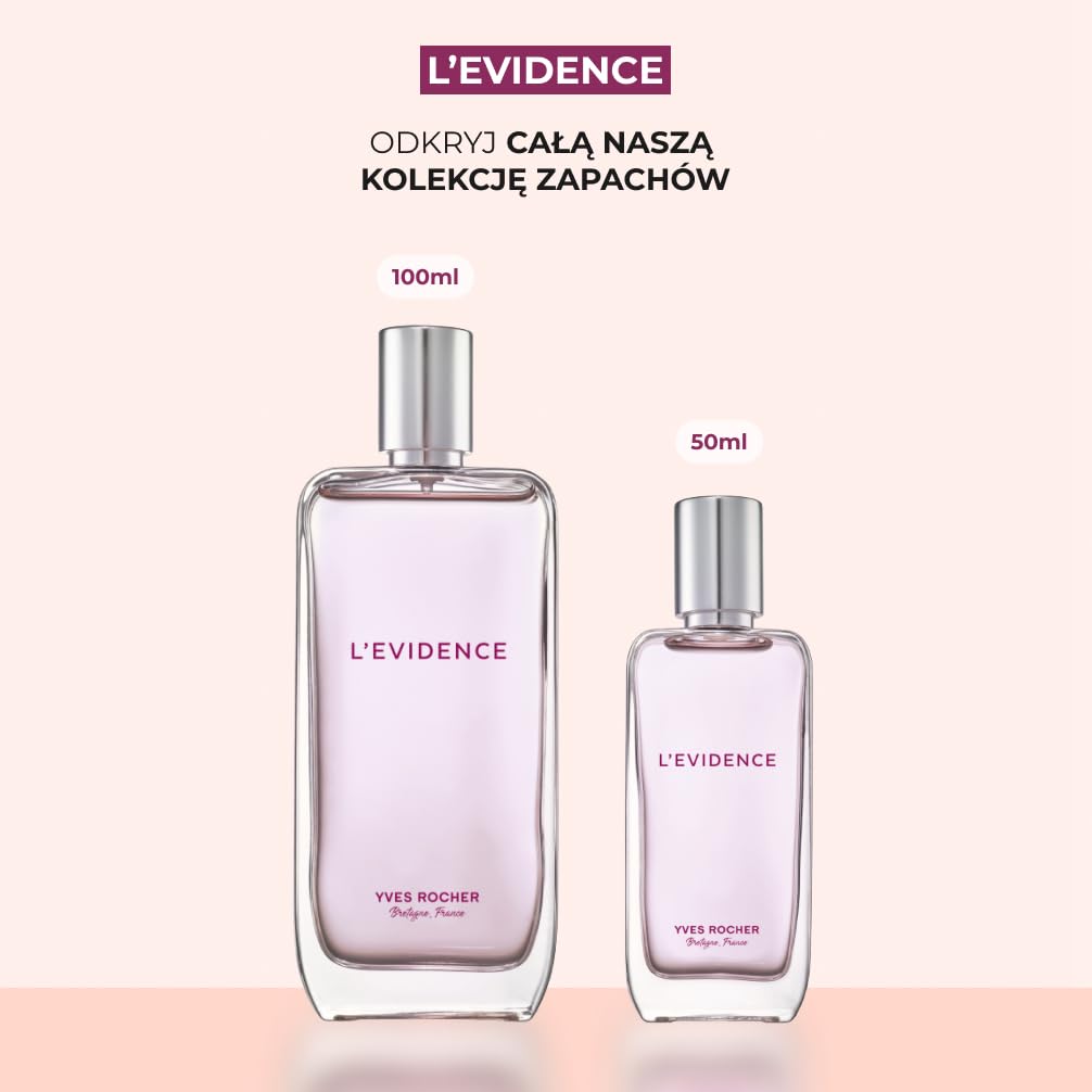 Yves Rocher Woda perfumowana L'Evidence 100 ml, świecące perfumy damskie z magnolią, brzoskwinią i paczulą, ekologiczna elegancja w minimalistycznej butelce | Długotrwała woda perfumowana dla kobiet, upcyclee fishing magnolia i pachouli pozostawia stylowy