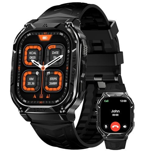 HIDAMEL Smartwatch con GPS Integrato, Batteria Extra Large, Resistenza all'Acqua 5ATM & IP69K, Display AMOLED HD da 1.96'', Design Militare Robusto in Metallo, Smartwatch per Android e iOS Nero