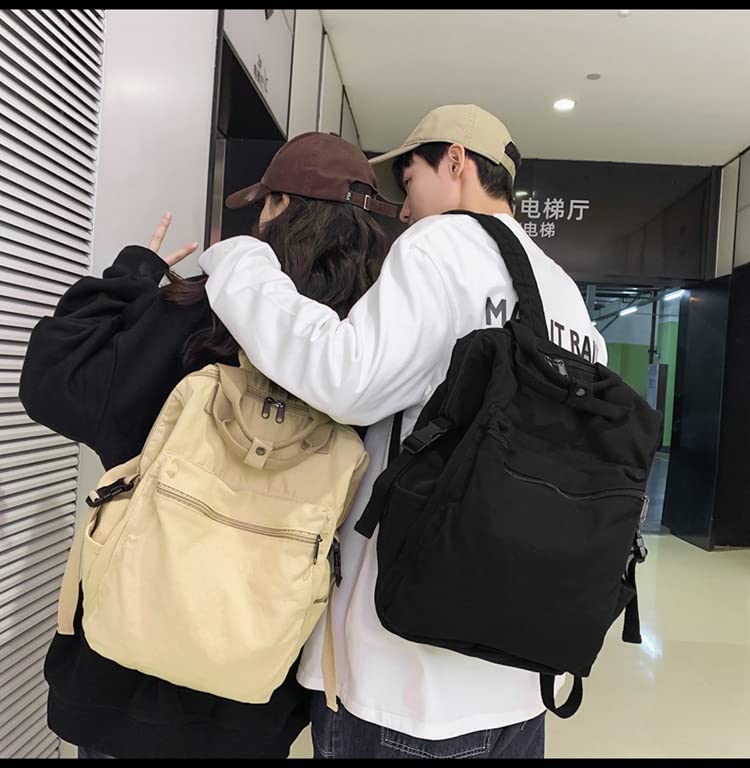 Sumleno Aesthetic Canvas Backpack for Women Men 15.6 Laptop Backpack Vintage College Backpacks Travel Rucksack Casual Daypack (Black,One Size)3