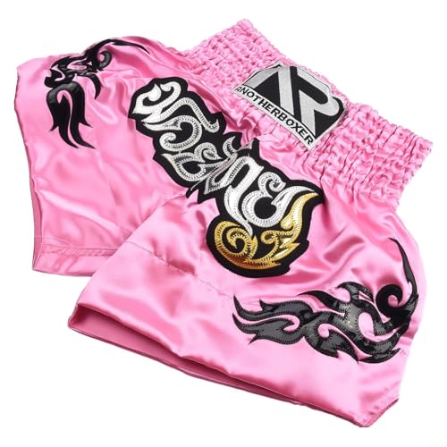 Pantalón corto de kickboxing con cintura elástica para entrenamiento de MMA y Muay Thai Unisex Rosa Talla M