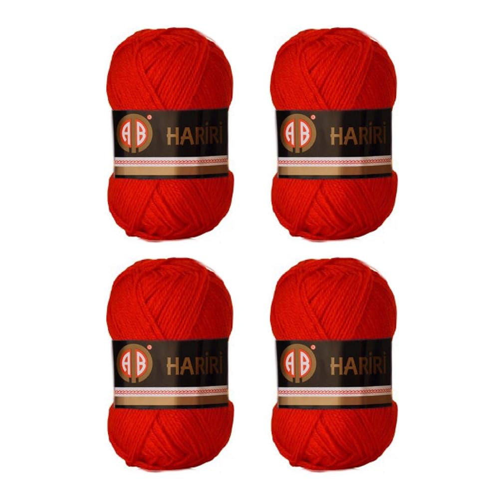 4X AB Hariri Red Colour Crochet and Knitting Yarn